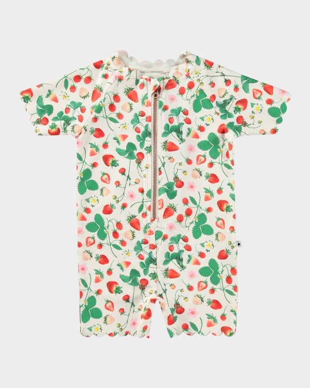 Girl's Nolu Short-Sleeve One-Piece Swimsuit, Size 3M